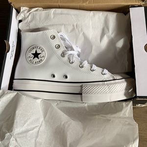 Brand new never worn leather platform converse.